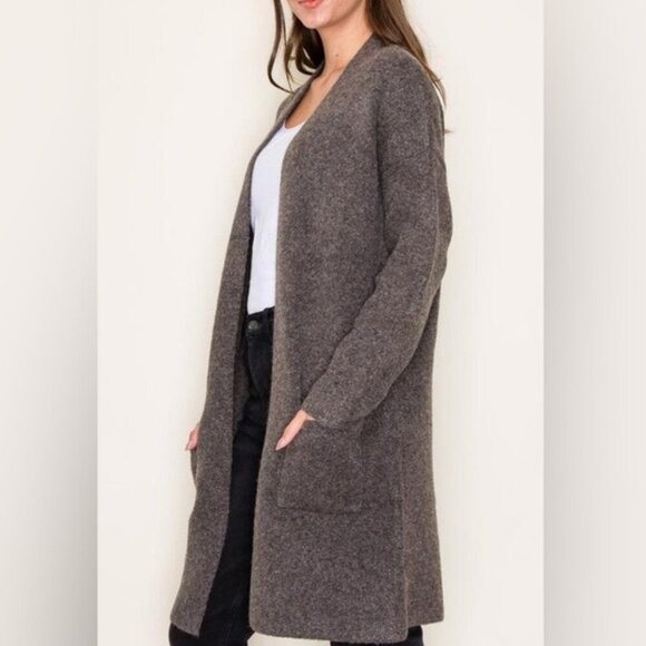Brown Cardigan Sweater cardigan duster sweater soft NWOT - Picture 2 of 3